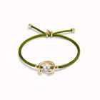 Bracciale in filo verde scuro con perla shell assortimento placcato oro 18k.